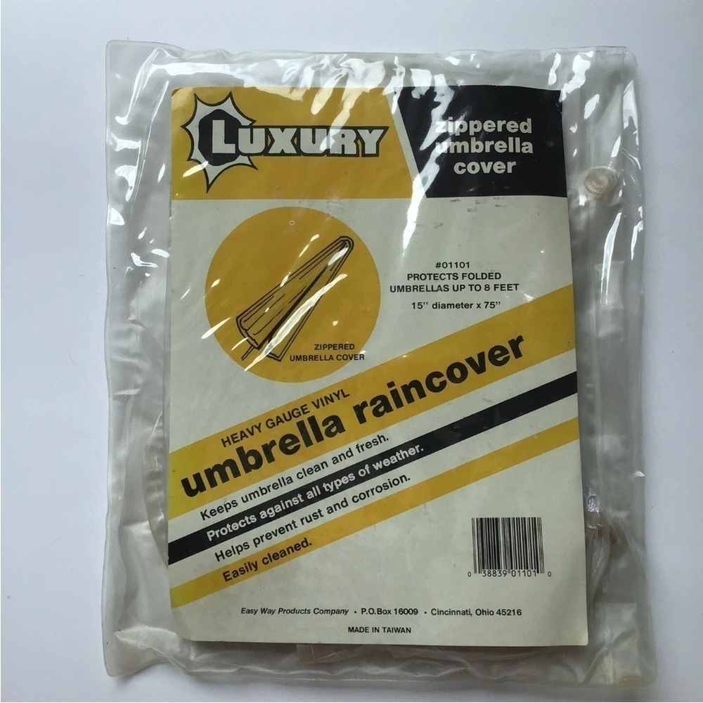 Outdoor Patio Umbrella Rain Cover NEW Waterproof Zips Luxe Vinyl 15”x75” Vintage